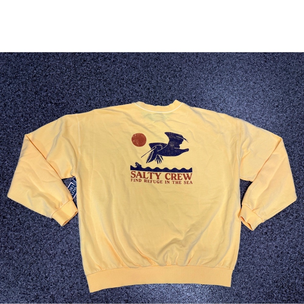 Salty Crew Lunch Time Crew Sweatshirt Small Dusty Gold New Pelican Graphic NWT